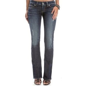 Guess Women's Boot Cut Jeans - Dark Blue Distressed